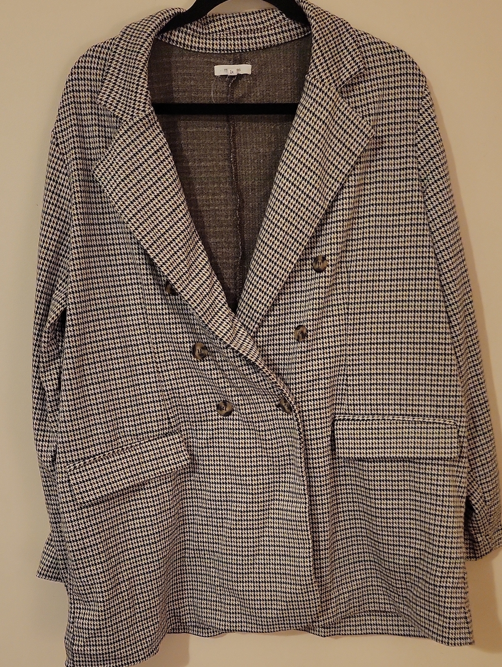 #94  (Bundle 5 For $35) Maurices Brown And Cream Houndstooth Blazer Jacket